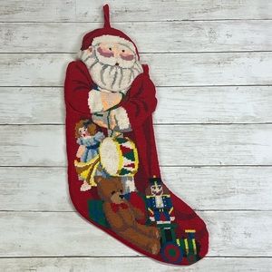 VintageSanta with toys needlepoint Christmas stocking
